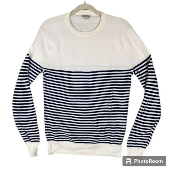 J. Crew nautical stripe crew neck sweater cotton XS color block coastal 2022 - Picture 2 of 10